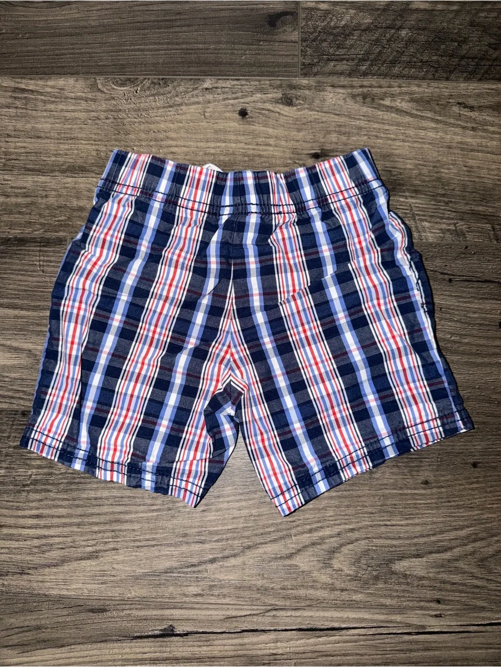 Carter's Blue and Red Plaid Drawstring Shorts